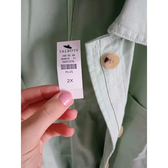 Talbots women's utility or chore jacket in a light mint green plus 2X coastal